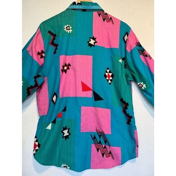 Vintage Wrangler Womens Shirt Cowboy Cut Long Tails Aztec Print Top Medium** - Picture 4 of 13